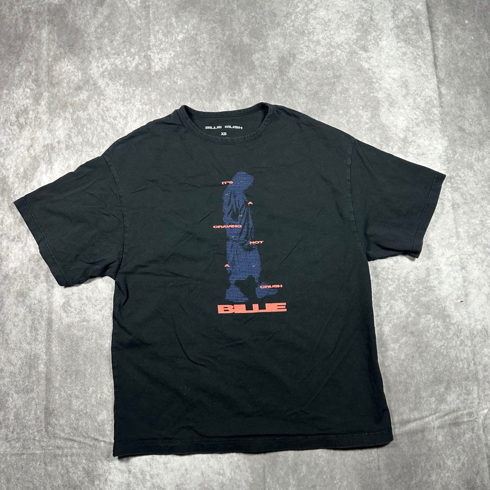 Billie Eilish Its A‎ Craving Not A Crush Graphic T-Shirt Black XS Womens Cotton